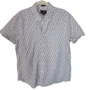 Abercrombie & Fitch Mens L White Geometric Print Button Down Muscle Fit Shirt